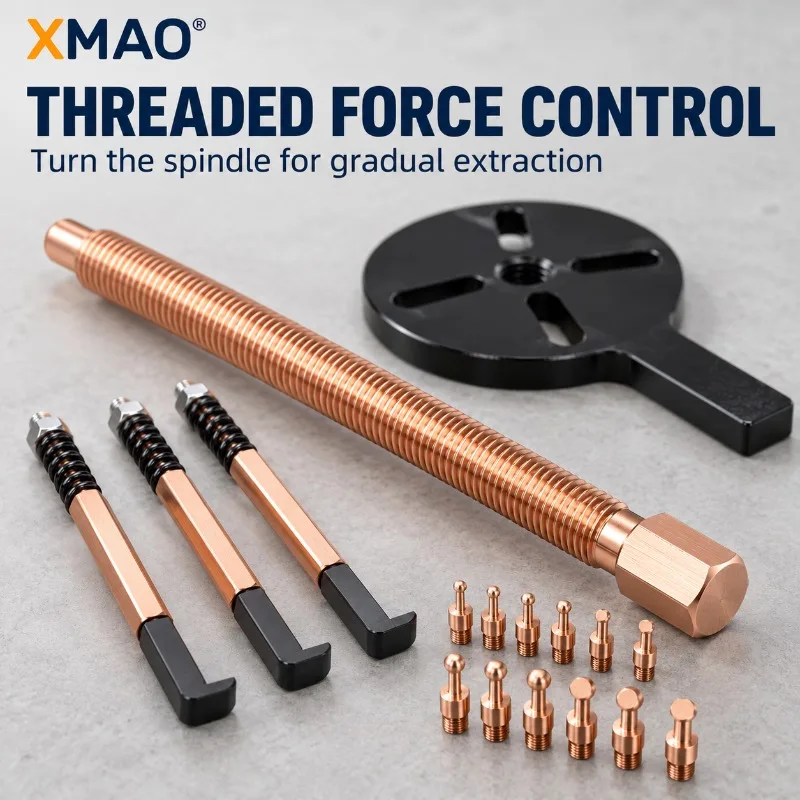XMAO Bearing Puller Tool Set with Slotted Plate, Screw Spindle and Interchangeable Heads for Bearing Extraction and Repair - view 3