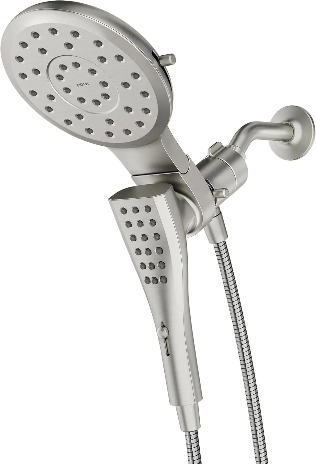 

Round Rain Shower Head with Detachable Handheld and Magnetic Docking System, 60-inch Metal Hose, Nickel Finish