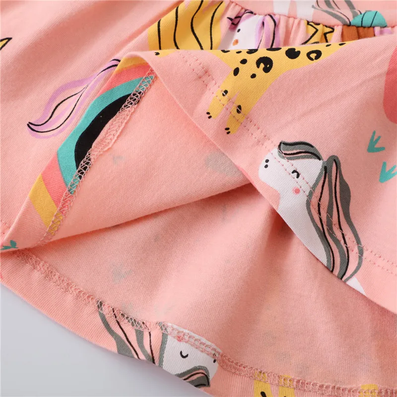 Jumping Meters New Arrival Dinosaurs Print Long Sleeve Birthday Dresses For Kids Girls Clothing Autumn Spring Animals Print Tops