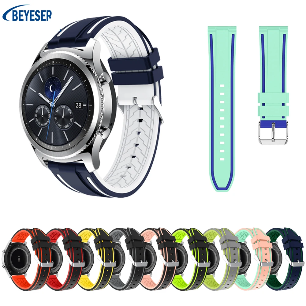 

22mm Two-color Strap For Huawei Watch 3/3-2 Pro/GT2/GT3 46MM SmartWatch Silicone Replace Band Wristband For Samsung Gear S3