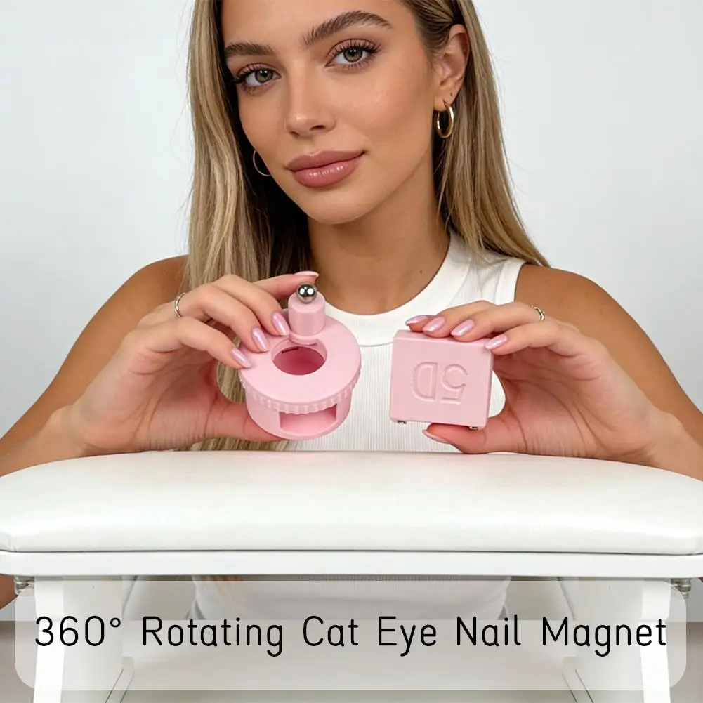 360° Rotating Automatic Nail Art Cat Eye Magnet Instantly Attracts Wide-beam Glass Beads Cat Eye Magnets For Gel Nail Polish 4