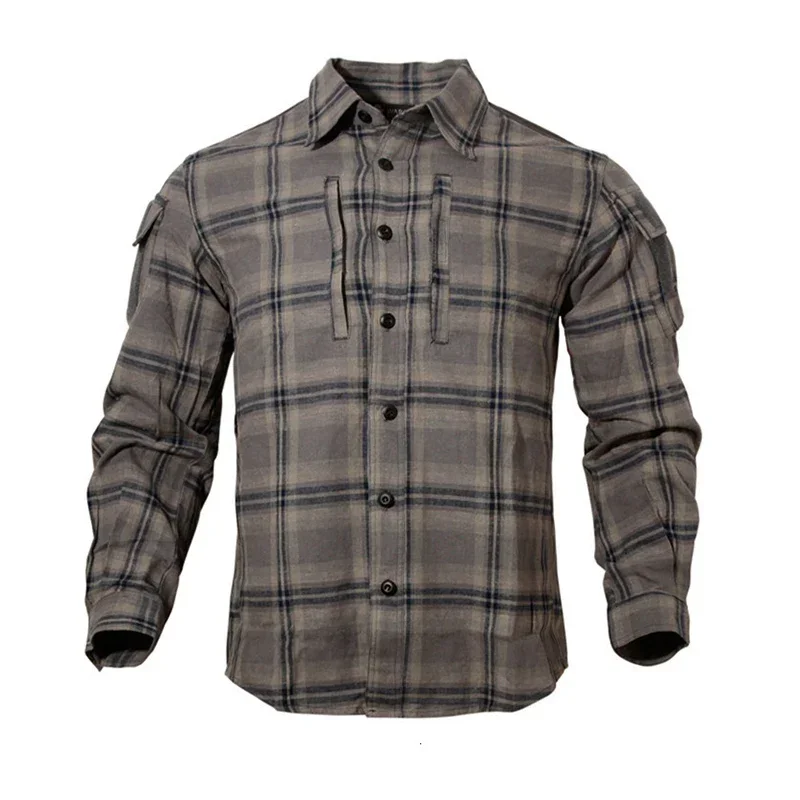 

Fan Plaid Tactical Shirt Men Women Long Sleeve Breathable Cotton Plaid Shirt Outdoor Hiking Training Hunting Shirt Uniform