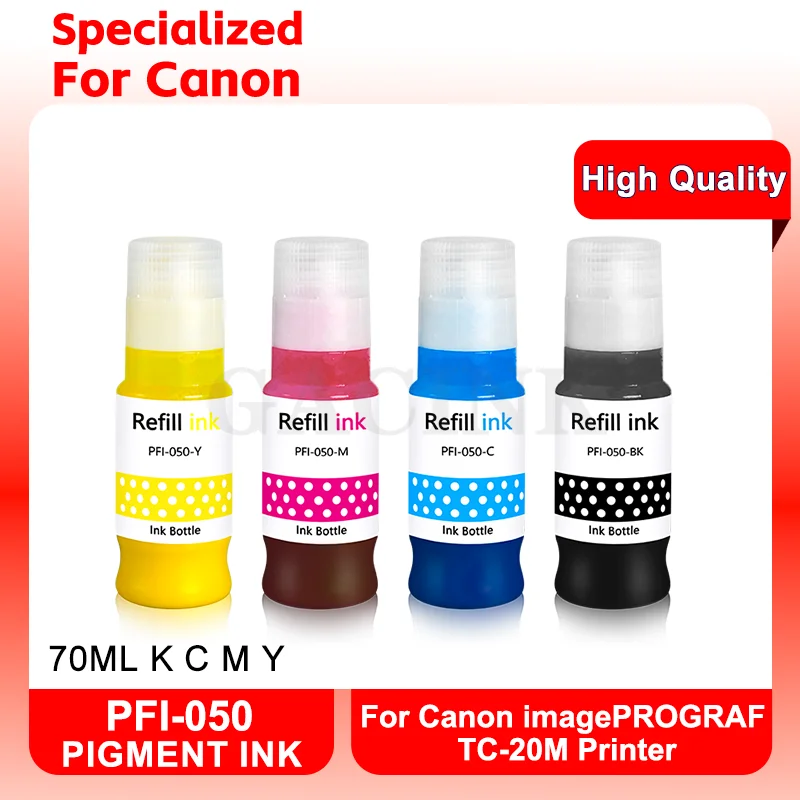 PFI050 PFI-050 PFI 050 Premium Compatible Color Water Based Bottle Refill Pigment Ink For Canon TC-20 TC-20M Printer