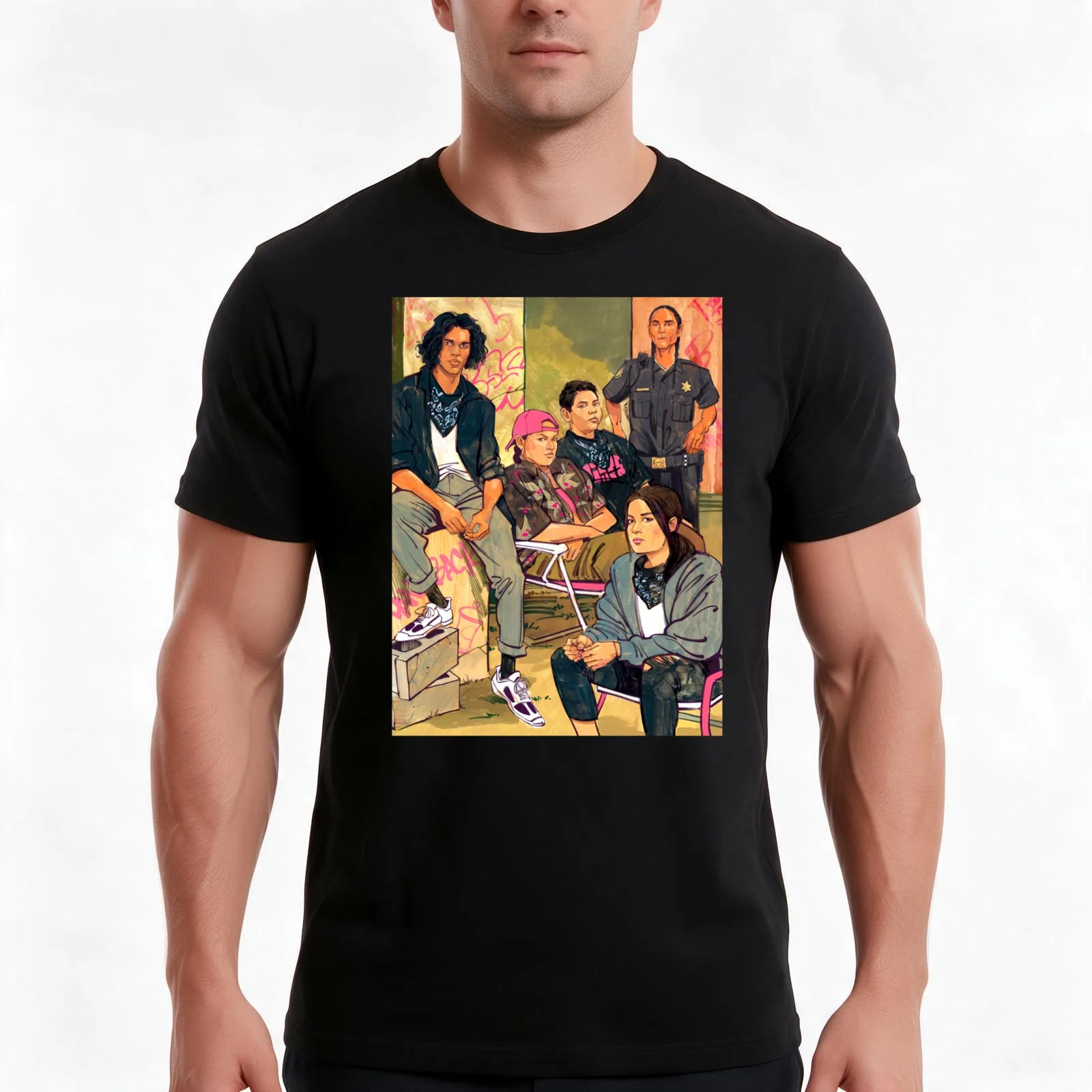 Reservation Dogs Art Vol - 4 Active T-Shirt, Summer Casual Cotton Tee, Oversized Streetwear Tops, Vintage Graphic Print