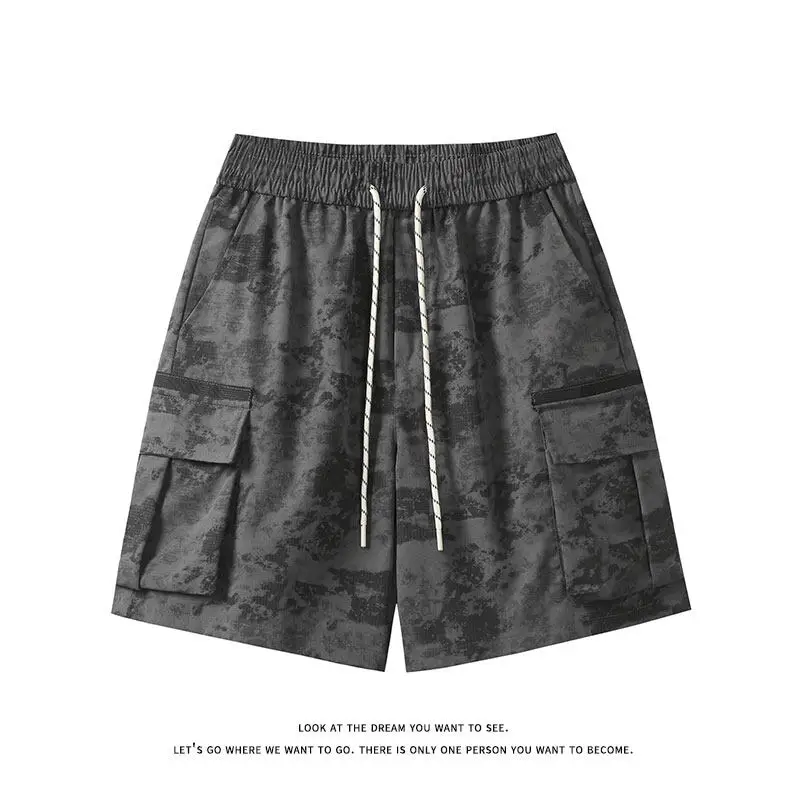 Camouflage Work Shorts Summer Men's Shorts Trendy Straight Plus Size Five Trousers Hip-hop Loose Drawstring Shorts
