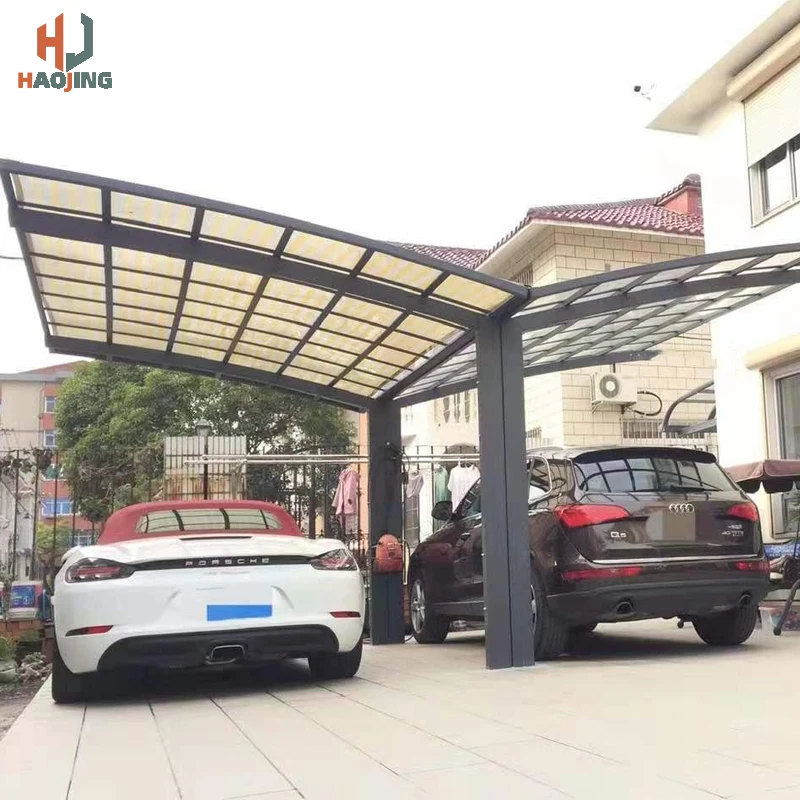 تخصيص الألومنيوم حديقة شرفة مرآب 2 سيارة 6x3 مظلة معدنية خارجية سقيفة البولي كربونات المرآب مواقف السيارات الكهربائية #4