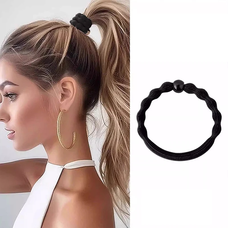 5/10 Stück/Set Schwarze Bohnen-Haargummis für Frauen und Mädchen, Haargummi, Scrunchie, Gummiband, Haarring, modische Haaraccessoires