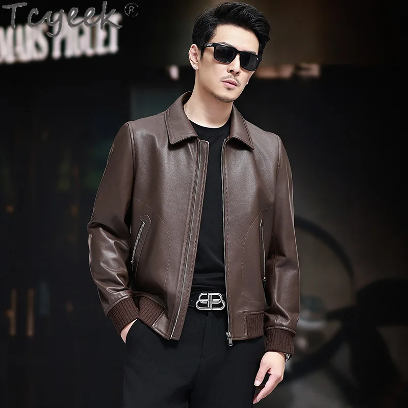 Tcyeek Genuine Leather Jacket Men Clothing Business Casual Sheepskin Coats Spring Autumn Motocycle Jackets 2025 Jaqueta De Couro