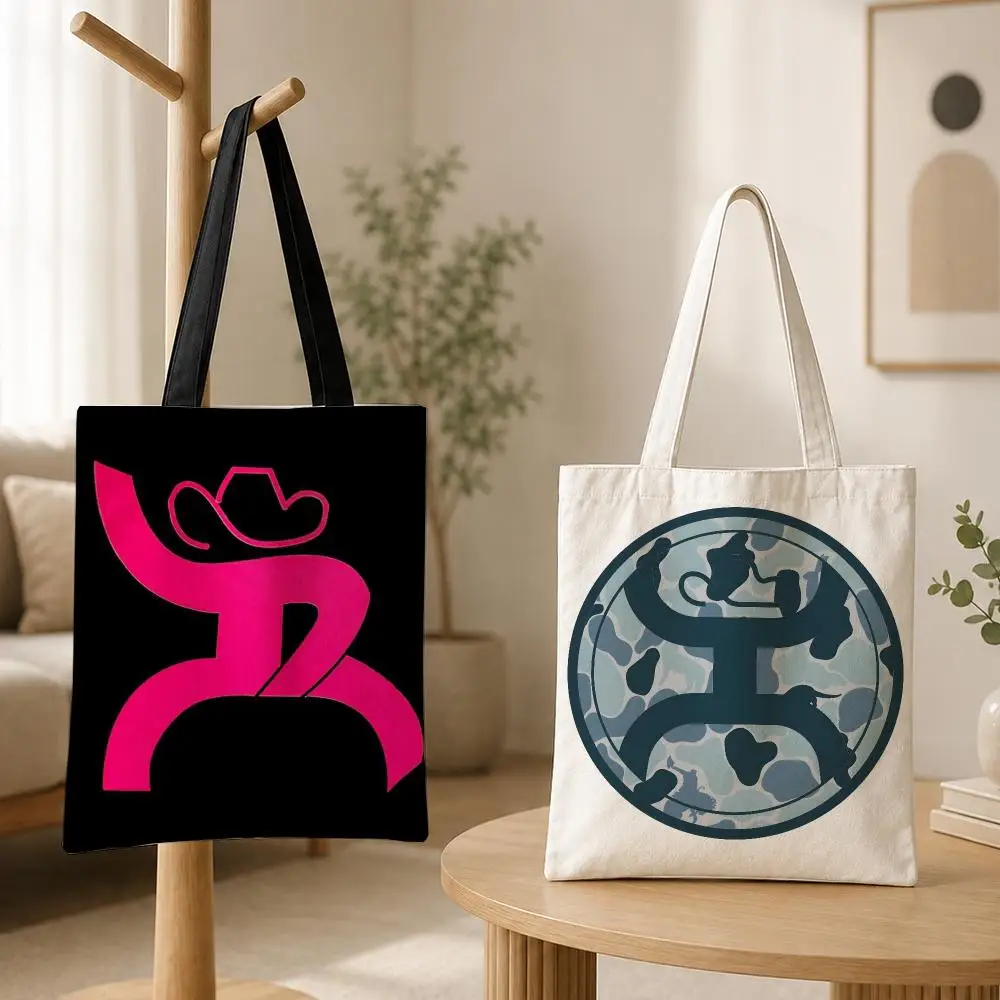 Brand Texas Hooey Storage Bags Canvas Tote Bag for Women, Reusable Shoulder Shopping Bag for School, Work, Travel & Gifts