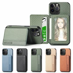 Carbon Fiber Magnetic Wallet Card Holder Case for IPhone 15 14 13 11 16 Pro Max 17 Air 12 Mini Plus IPhone17 17Pro 17Air Cover
