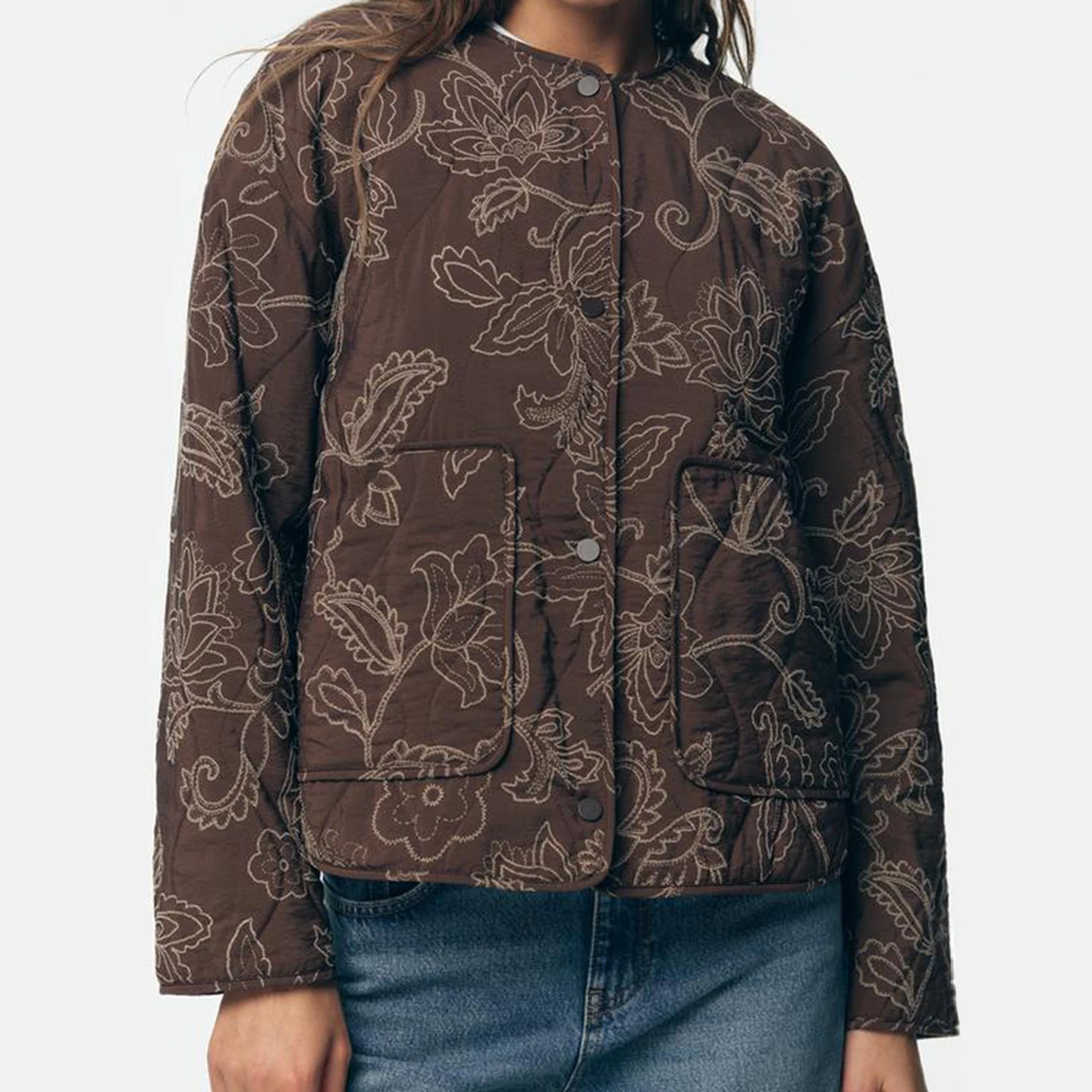 Z 2025 Neuer Commuter Sle bedruckter Jaet-Damenmantel mit Standfunktion, Passform, Oberbekleidung, personalisierbar, bedruckt, Jaet