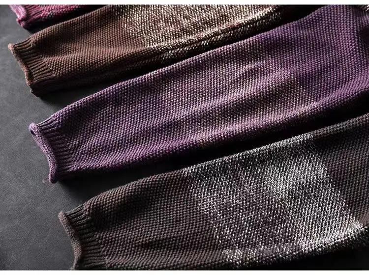 Women's Winter Half-Turtleneck Oversized Sweater, Vintage Ombre Knitwear Tops Loose Fit Casual Pullover