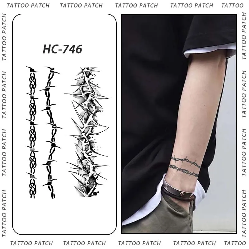 Armband of Thorns Herbal Juice Semi-permanent Tattoo Stickers for Men Women Waterproof Long-lasting Fake Tattoos Cool Tatuajes