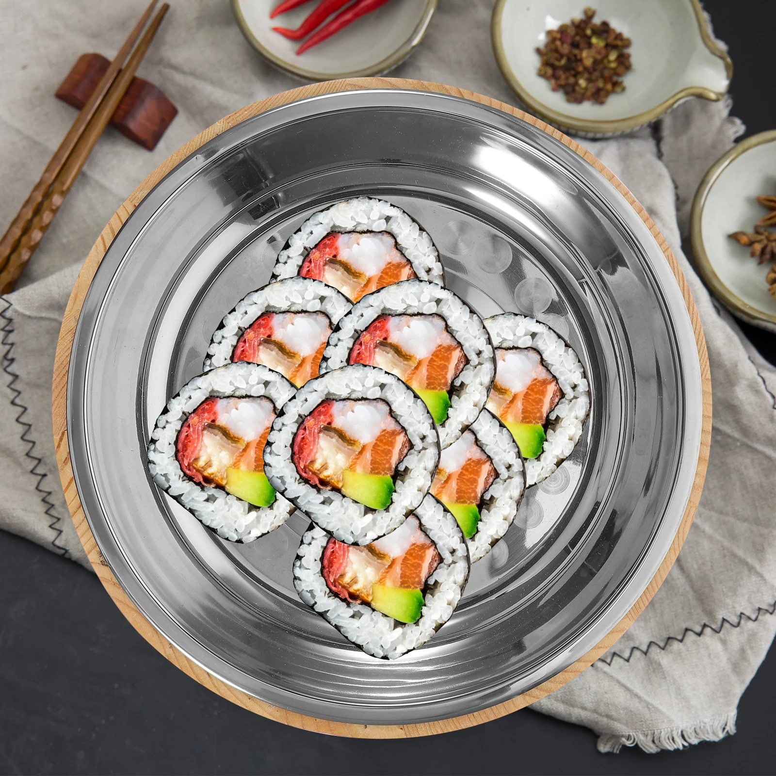 

Wooden Sushi Rice Bucket Stainless Steel Thickened Design Perfect for Making Delicious Sushi Great Gift Idea Kitchen Bar