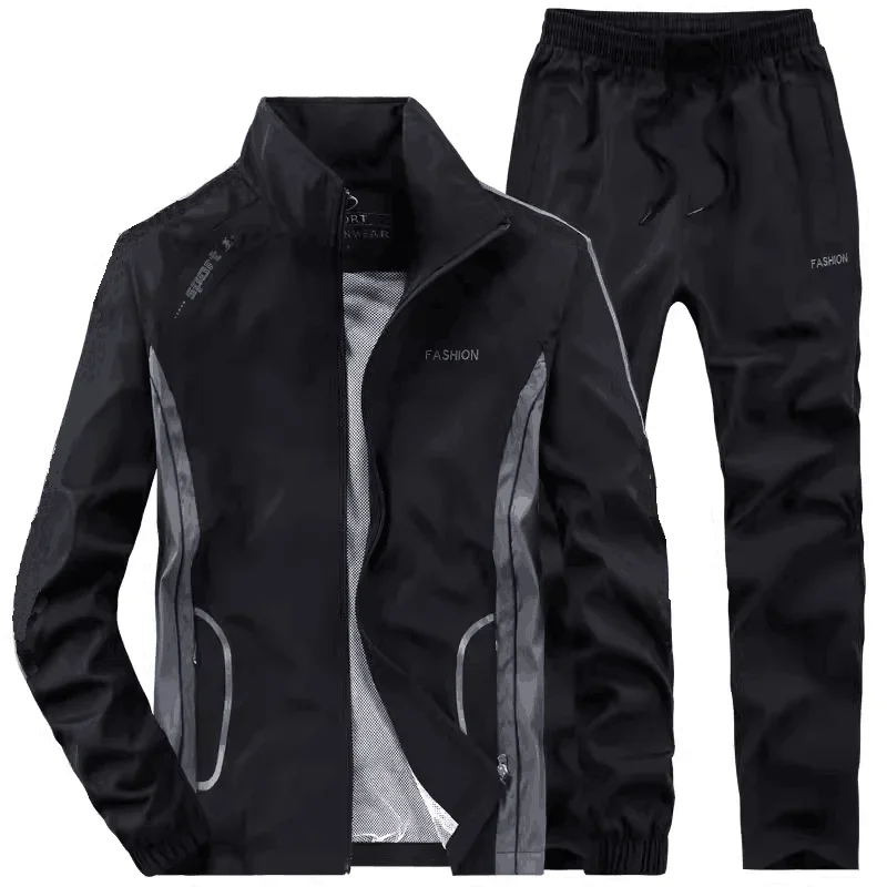 Men`s Sportswear Spring Autumn Joggers Running Tracksuit 2 Piece Sets Sports Suit Jacket+Pant Sweatsuit Male Basketball Clothing