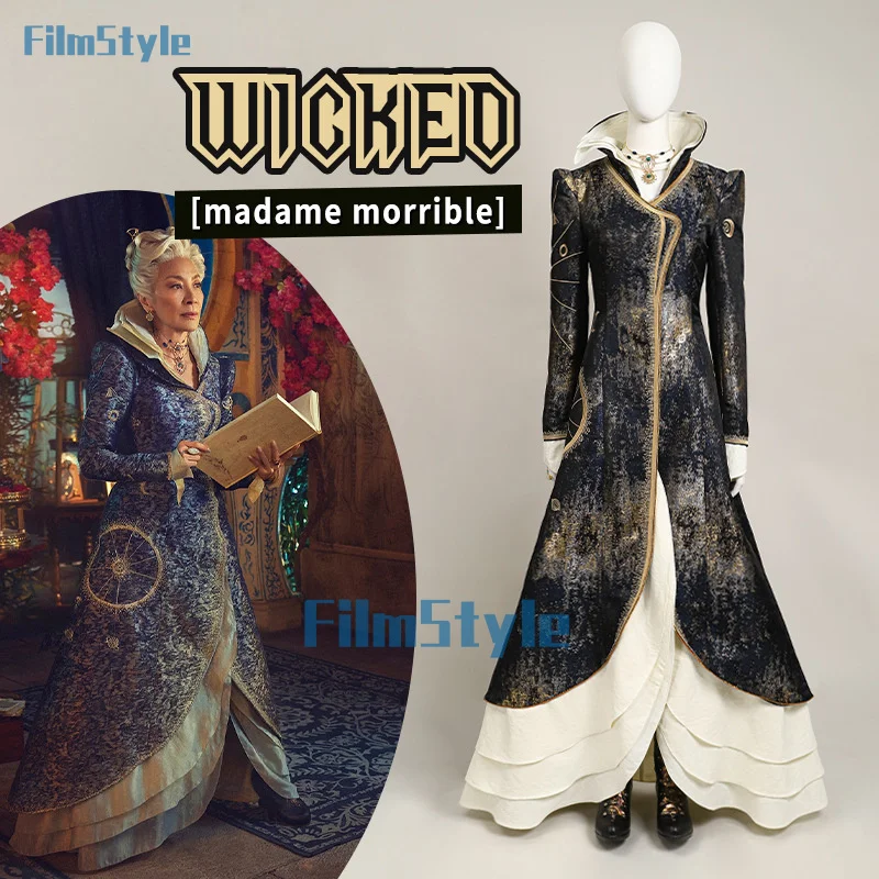 FilmStyle Wicked Madame Morrible Cosplay Bordar Vestido Adulto Mulheres Roupa Halloween Carnaval Vestido de Festa de Natal