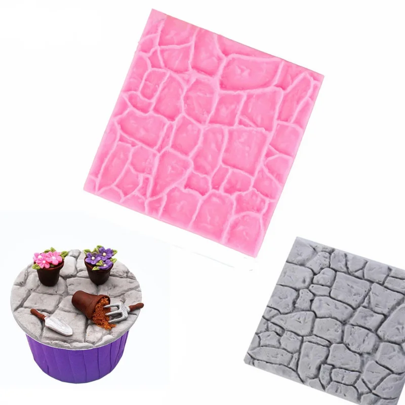 1pc DIY Cake Mold Bakeware Wall Silicone Mould Sugar Craft Rock Stone Fondant 3D Castle Farm Kitchen Tool