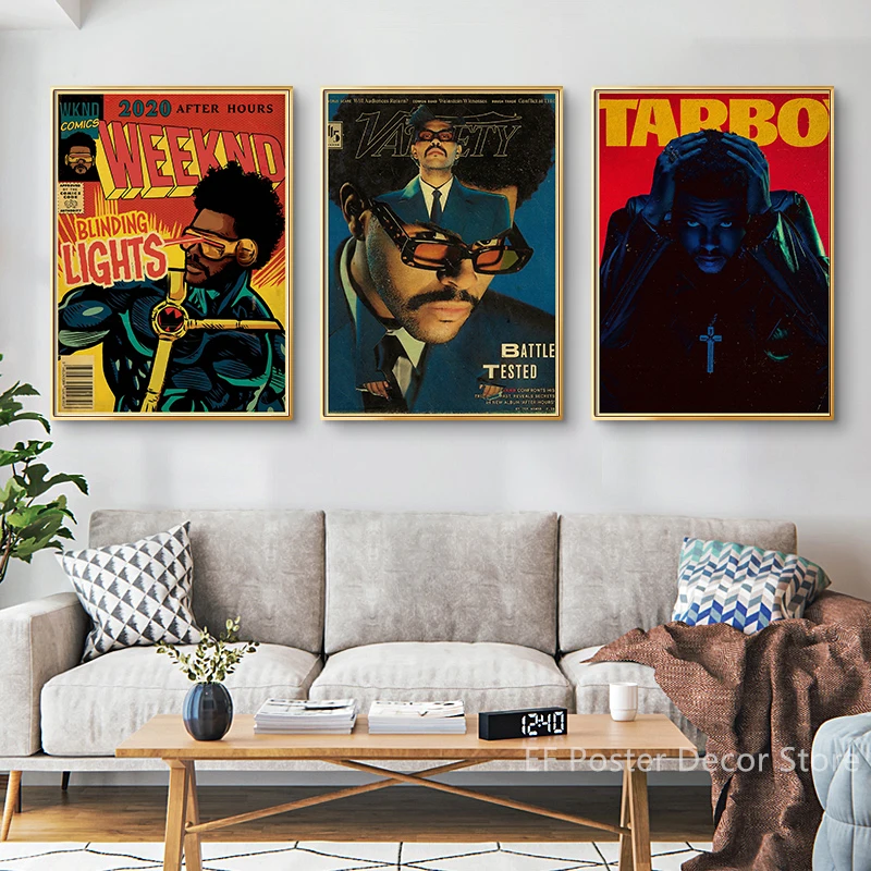 The Weeknd ملصق ألبوم الموسيقى يطبع الملصقات خمر ديكور المنزل بار مقهى غرفة الديكور ستاربوي/ثلاثية الرجعية الفن طلاء جدران #4
