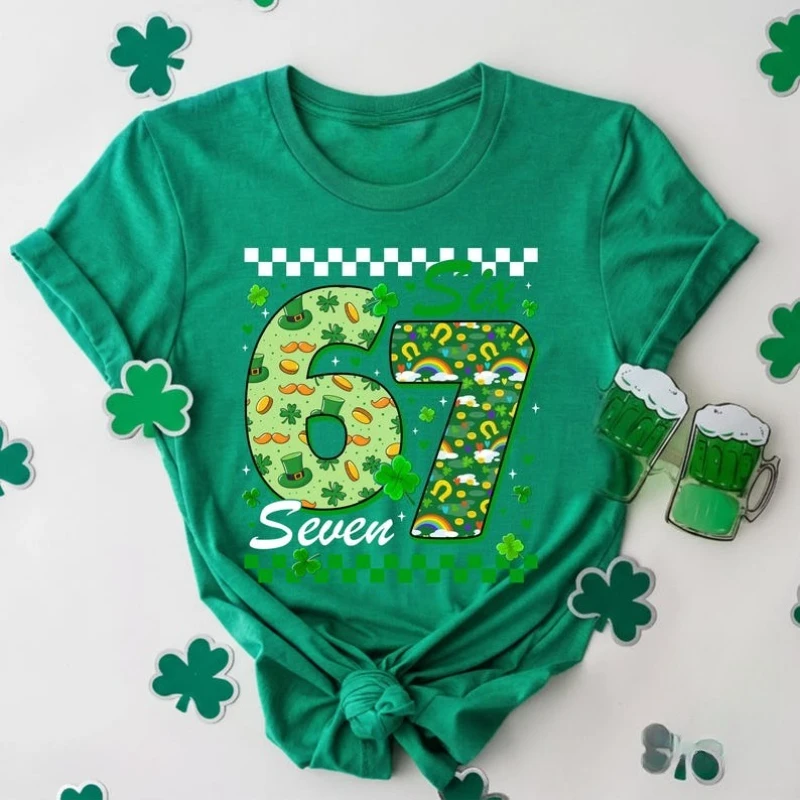 67 Kids Lucky Irish Clover Number Tee Girls and Boys St Patricks Shamrock Toddler Cute and Funny Shirt 100 Cotton Kids Clothes