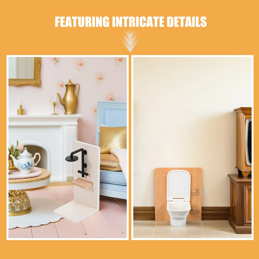 1 set di mobili da bagno per casa delle bambole in miniatura realistico set di vasca da bagno per doccia in scala 1:12 per mini accessori da bagno