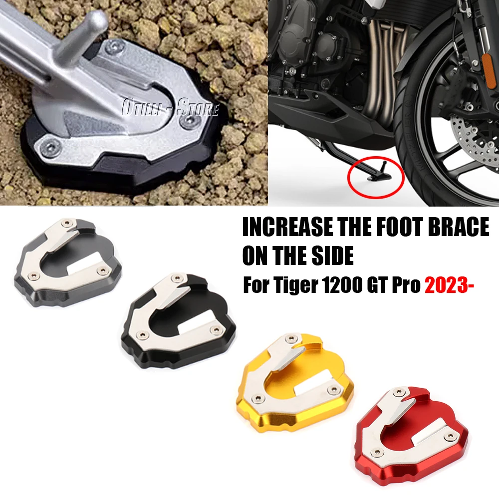 

New Motorcycle Accessories Aluminum Kickstand Foot Side Stand Extend Pad For TIGER 1200 Tiger1200 Tiger 1200 GT Pro 2023