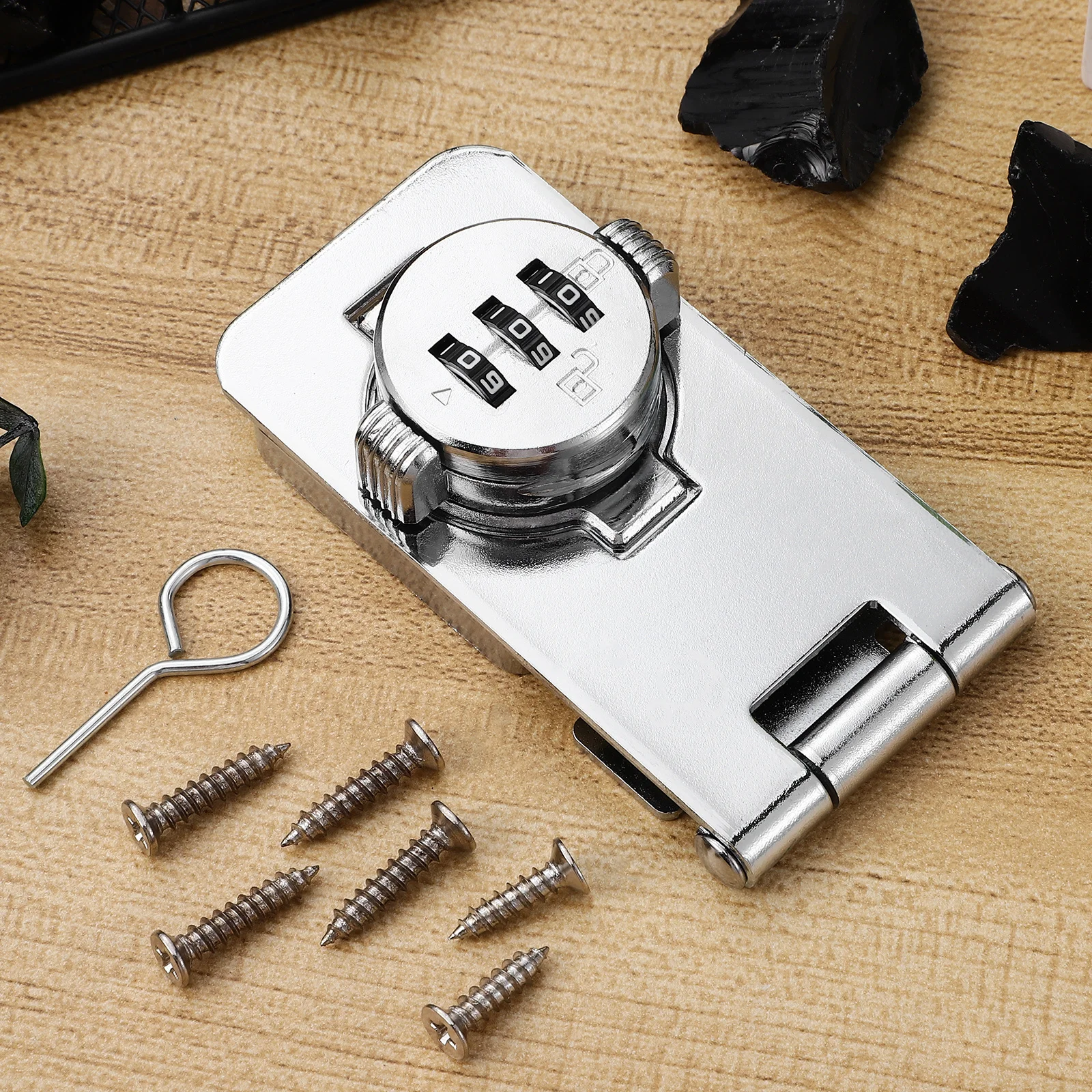 

Combination Lock Cabinet Door Latch Closet Locks for Double Doors with Number Silver Password Hasp