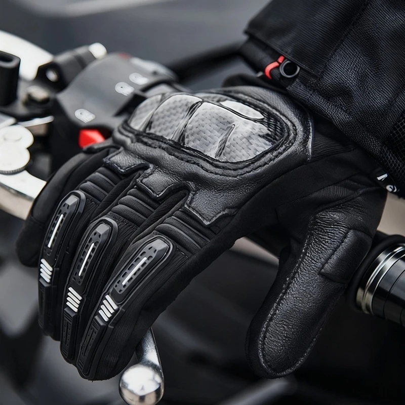 قفازات جلدية للدراجات النارية تعمل باللمس متوافقة مع قفازات ركوب المركبات الكهربائية للحماية من السقوط معدات فارس الفصول الأربعة #5