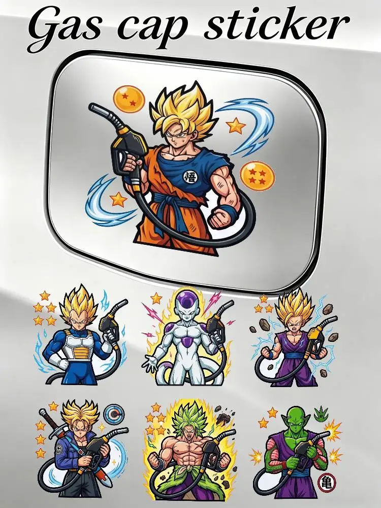 Autocollant de bouchon de réservoir de carburant Dragon Ball Super Saiyan Goku Vegeta, décoration de réservoir de carburant automobile personnalisée