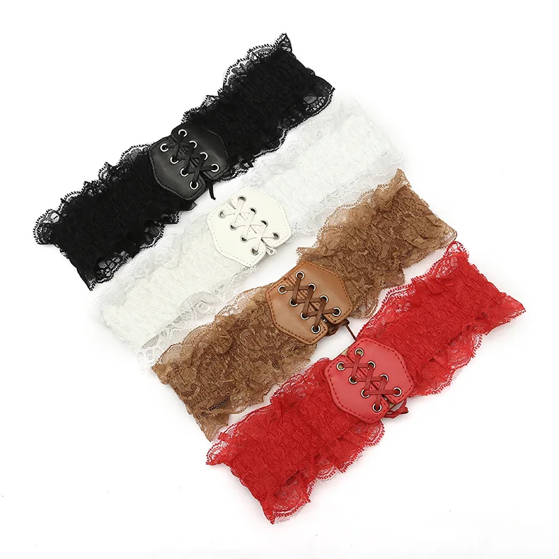 

Lace Corset Belt Women Elastic Wide Waistband Vintage Gothic Cincher Underbust Slimming Girdle for Dress Skirt Party Accessories