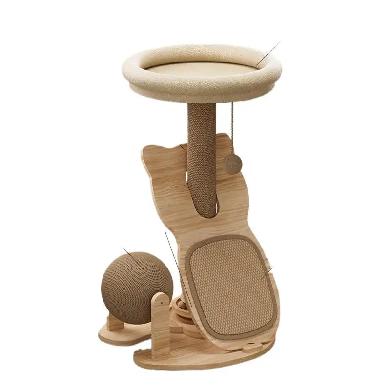 New design custom cat toy custom cat scratching board tree cat tower wooden pet scratching board
