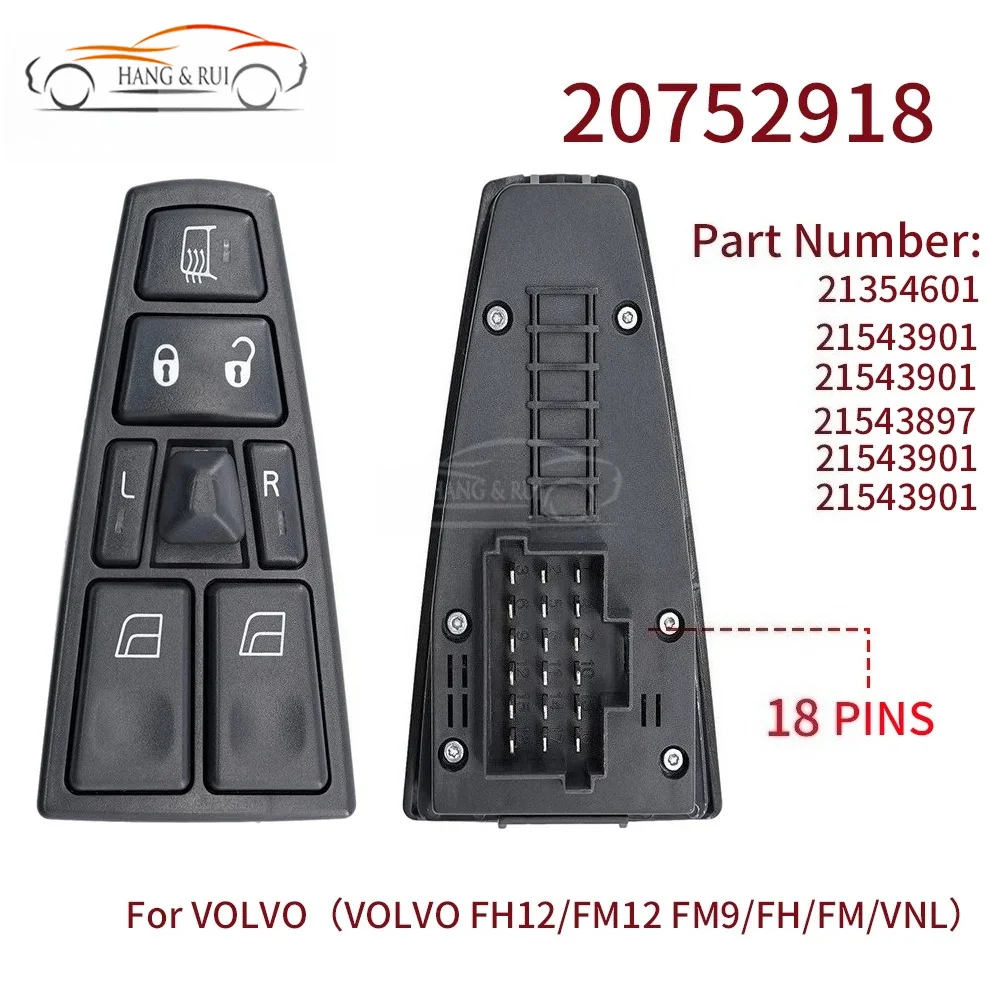 Interruptor Maestro de Elevalunas Eléctrico para Camiones Volvo FH12 FM VNL FM12 FM9 VN VNL VNM, Control de Elevación de Ventanas 20752914 20752918 20752919 24V