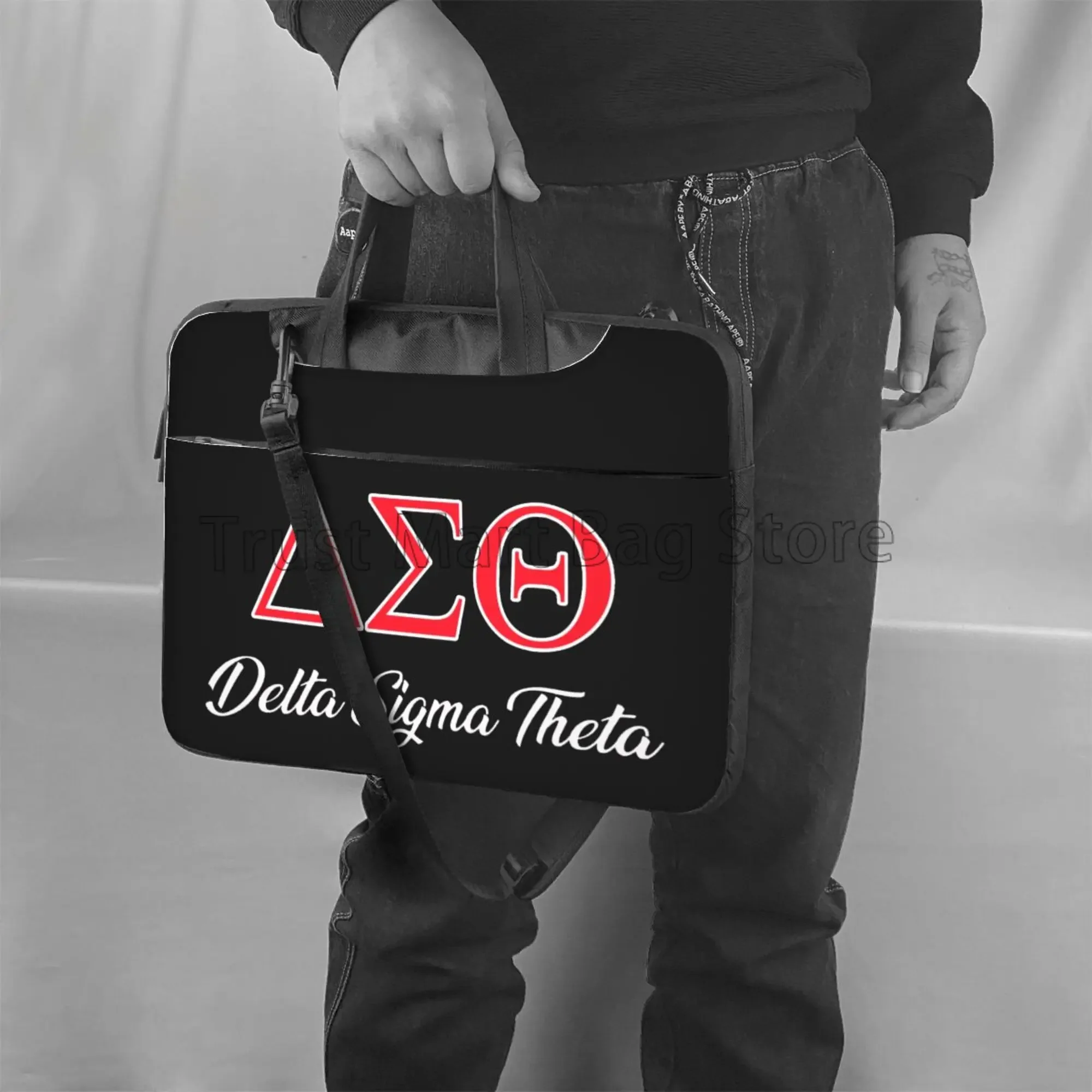 Delta Sigma Theta Sorority Print Laptop Bag Waterproof Large Laptop Case Computer Bag for Office Business Travel Gifts for Women