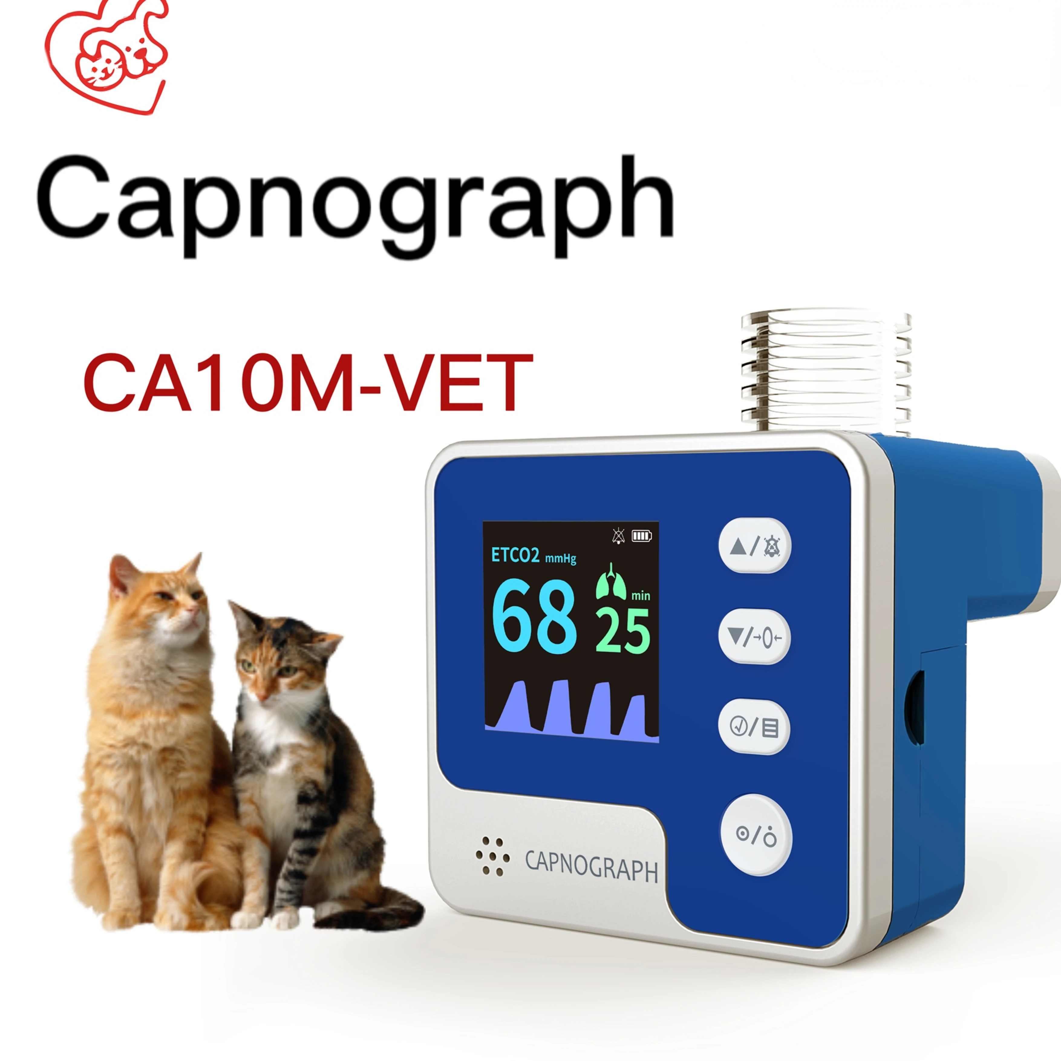 

Contec CA10M ETCO2 Monitor for Veterinary Capnograph Measure Audio-Visual Alarm System LCD Display