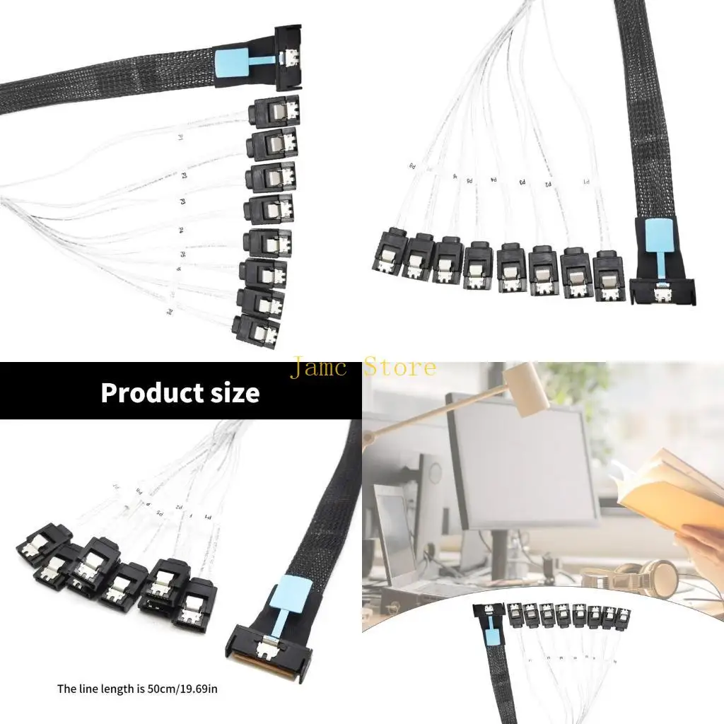 

LX0B Professional 8i(74P) to 8xSATA HDD Cable Connector Hard Disk Data