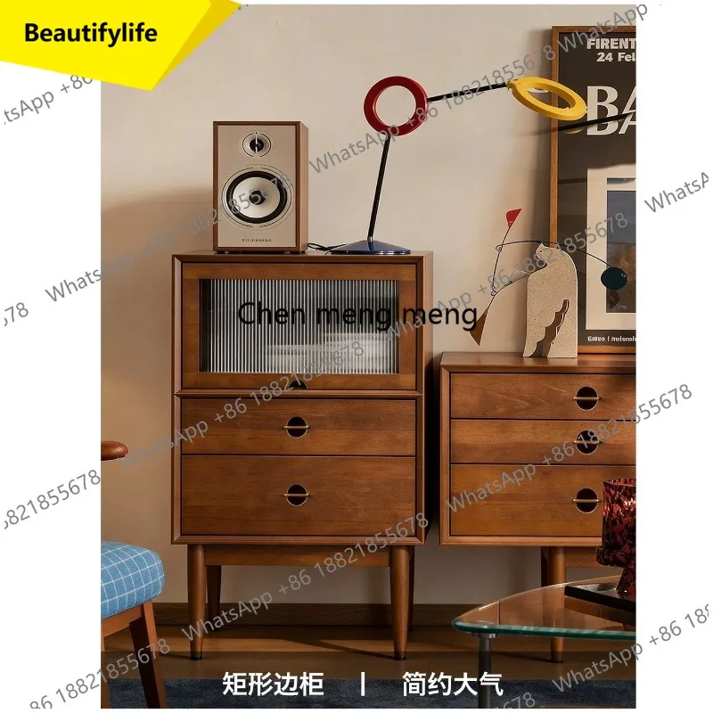 M45 Nordischer Retro-TV-Beistellschrank, mittelalterlicher Massivholz-Aufbewahrungsschrank, Aufbewahrungstruhe