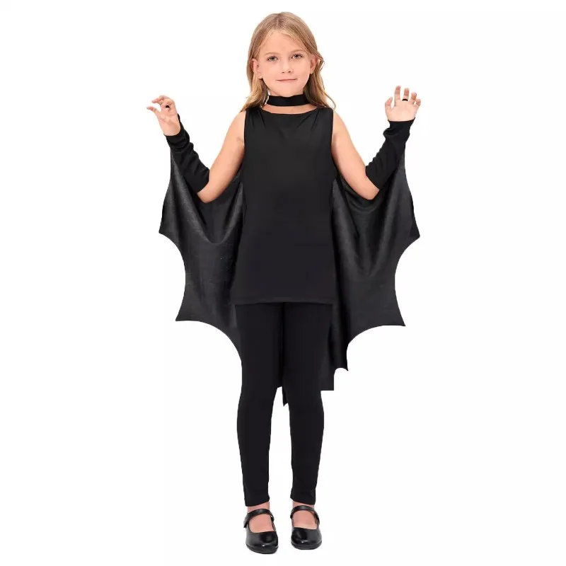 

Костюм для косплея для детей и взрослых: черная накидка с капюшоном и рукавами-крыльями летучей мыши, комплект костюма летучей мыши, хит продаж