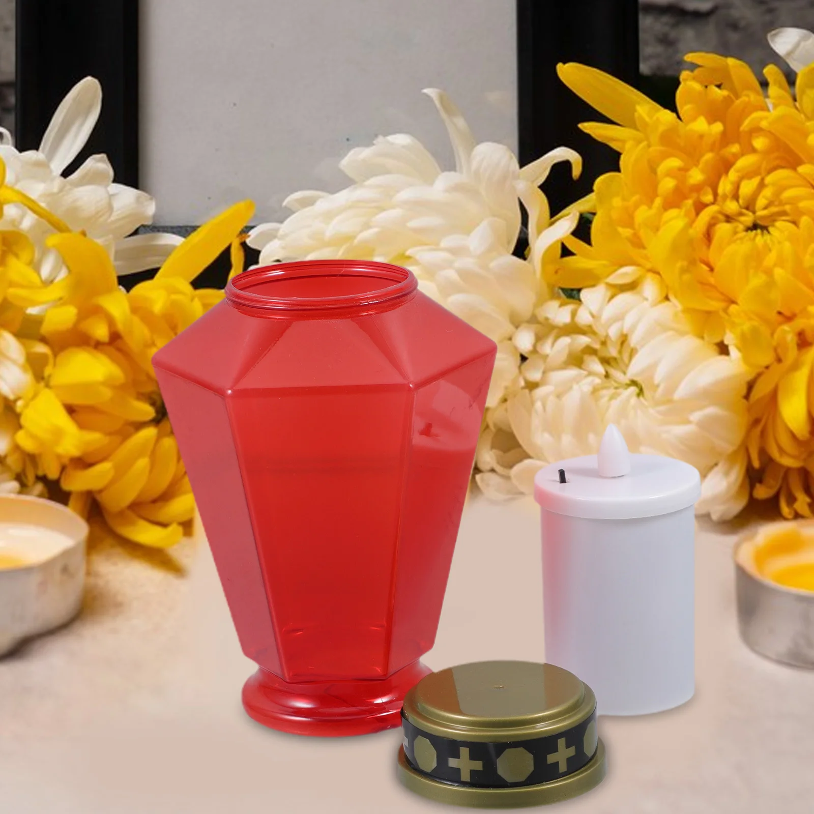 الصليب الشمسي عديم اللهب الإلكتروني Led لتزيين حديقة المقبرة والكنيسة بالطاقة الخفقان المقاومة للماء #5