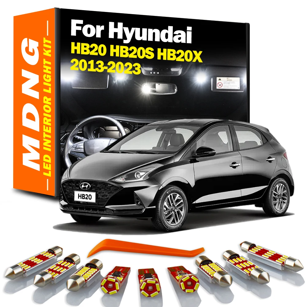 MDNG 11Pcs LED Interior Map Dome Light Kit For Hyundai HB20 HB20S HB20X 2013 2014- 2017 2018 2019 2020 2021 2022 2023 Car Bulb