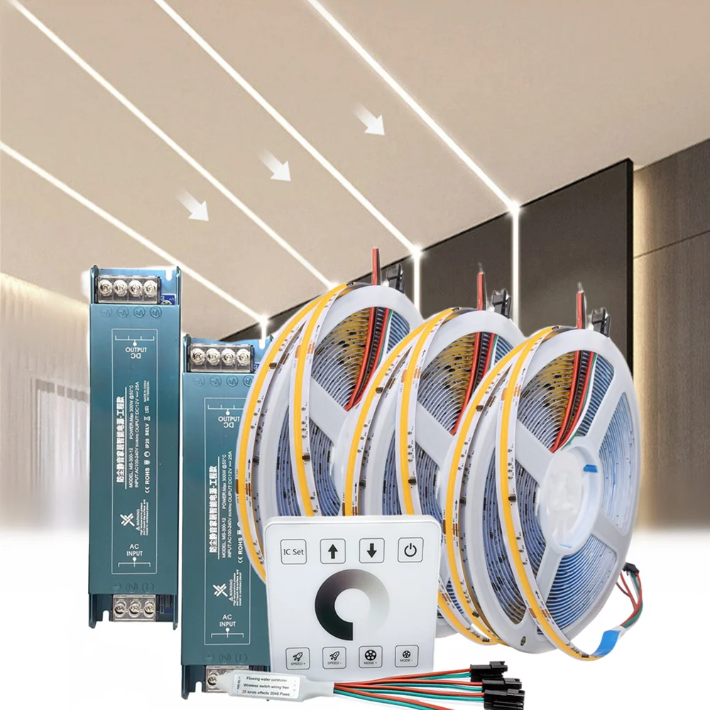 

COB Running Water Flowing LED Strip Light WS2811 DC24V Horse Race LED Ribbon With RF Touch Panel Controller 10M 20M 30M 40M Set