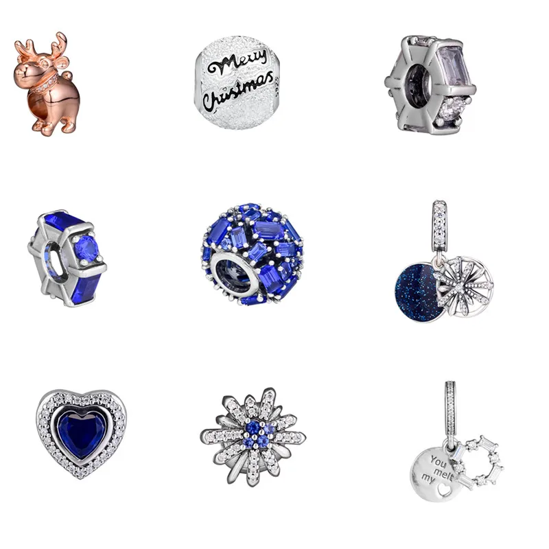 

Happy Reindeer Ice Sculpture Women's Jewelry 925 Sterling Silver Charms Woman Kids Fashion Make Up Accessories