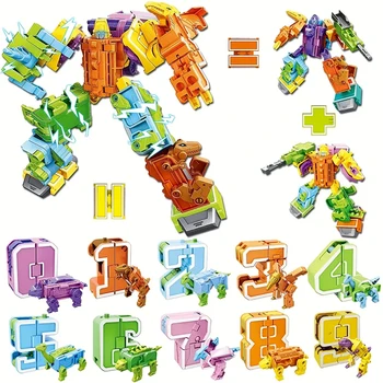 Number Dinosaur Robot Toys, Digit Bots Transformation Toys for Kids Education