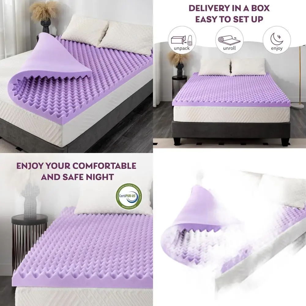 

Gel-Infused Memory Foam Topper with Lavender Scent, 3 Inch Queen Size, Pressure Relief, CertiPUR-US Certified, 60x80