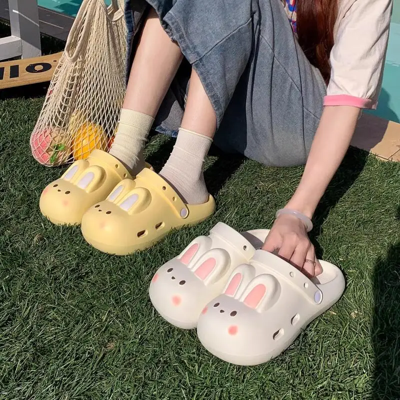Cartoon Rabbit Clogs Women Summer 2026 Lightweight Waterproof EVA Garden Shoes Cute Thick Bottom Woman's Beach Sandals Slippers view 4