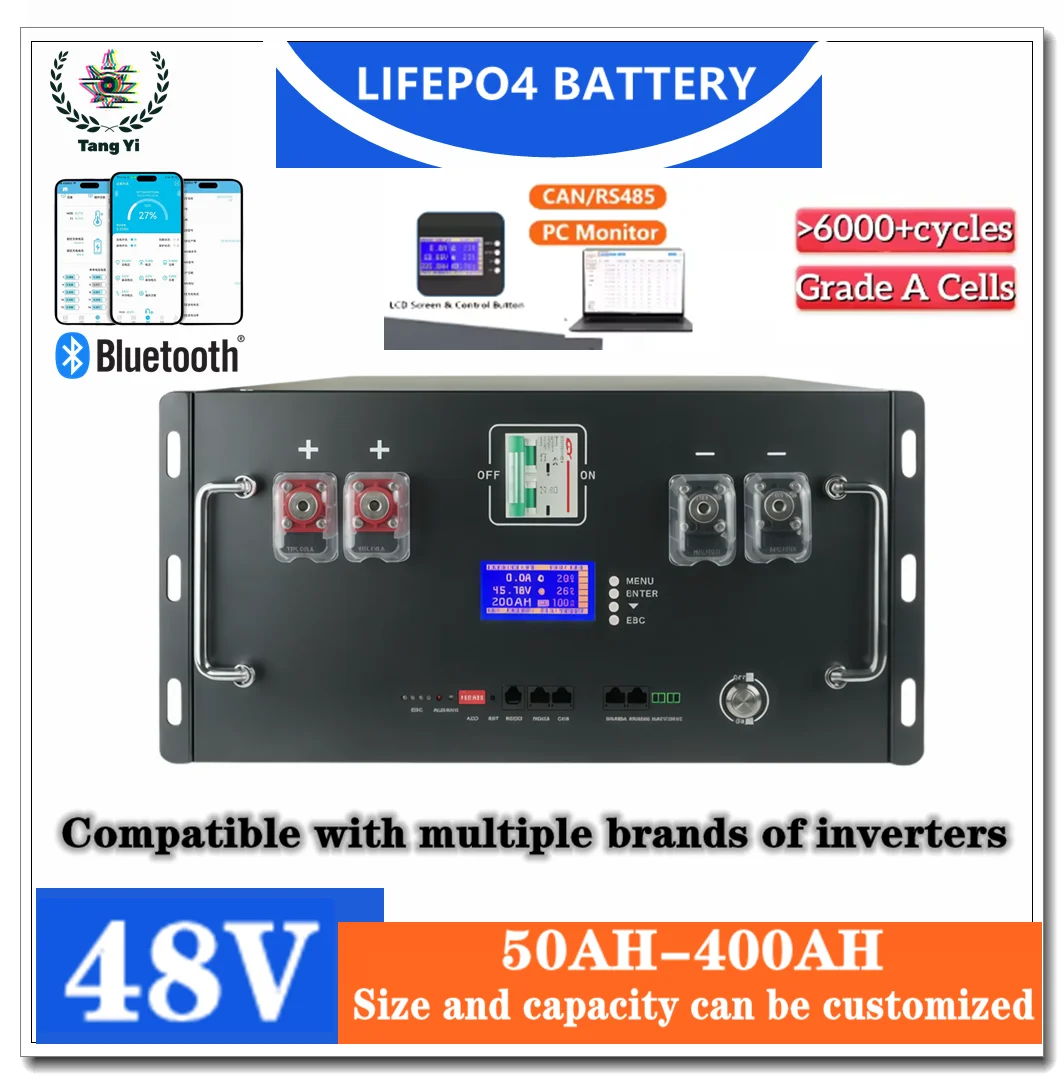 

48V 50AH-400AH LiFePO4 solar cell, CAN/RS485 communication, suitable for energy storage scenarios such as base stationsandhomes