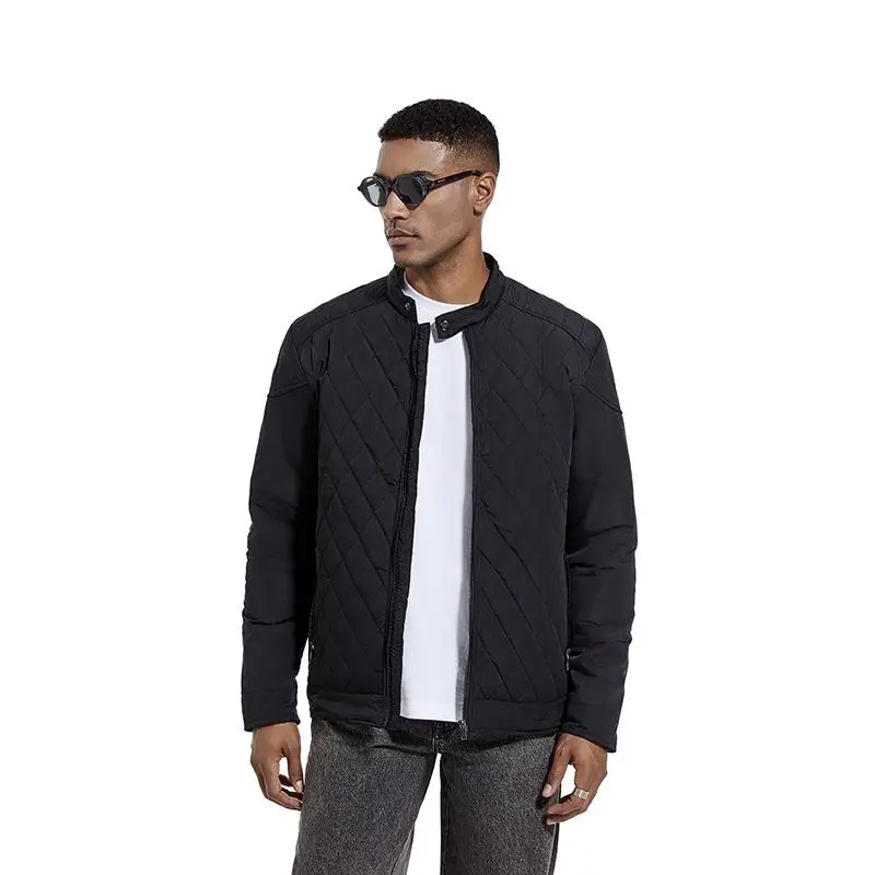 

Men's Diamond Collar Cotton Jaet Faion Urban Sle Long Zipper Decorated Polyester Fiber Filled Special Wide Men's Clothing
