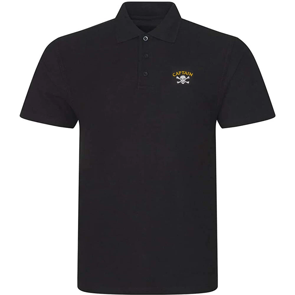 

Lyprerazy Men's Casual Polo Shirt Pirate Captain Embroidered Short Sleeve Golf Polo-Shirt