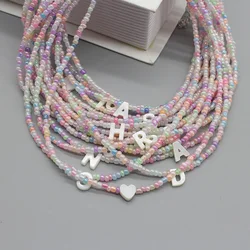Seed Beads Choker New Fashion Collar 26 Shell Letter Heart Handmade Colorful Pendant Necklace Boho  Jewelry Femme For Women Gift