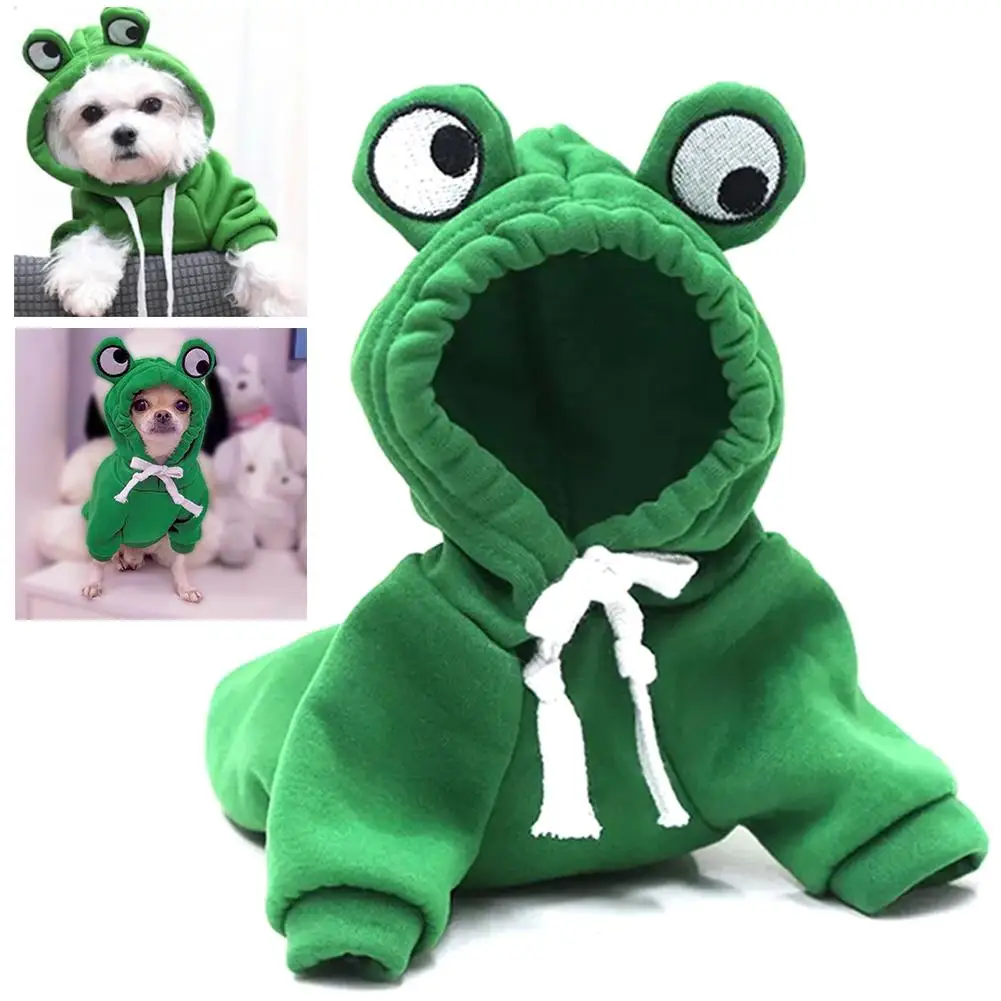 

Cute Frog Dog Clothes For Small Dogs Hoodies Warm Fleece Pet Clothing Puppy Cat Costume Coat For Puppy Small Medium Dogs Ca W5A6