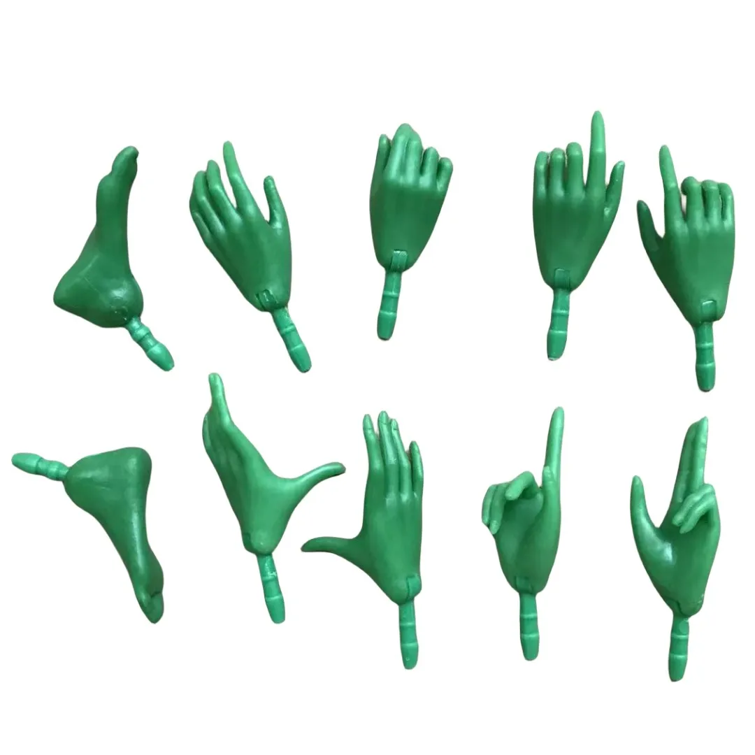 

MENGF Green Doll Hands Feet Legs Body Heads 1/6 Doll Accessories DIY Doll Dressing Parts Fashion Gesture Doll Hands