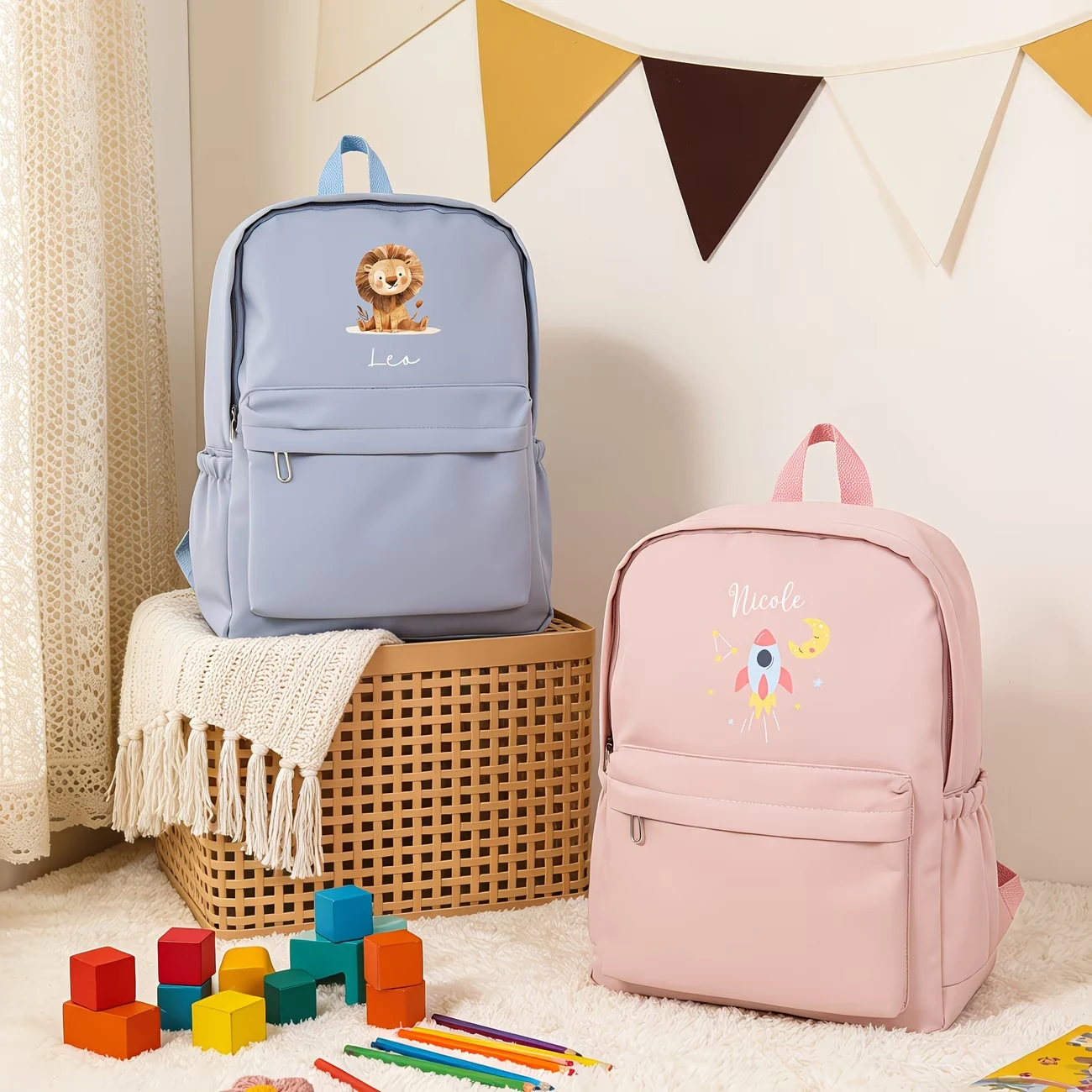 1pc Personalized Printing Backpack, Custom Name Backpack with Cartoon Design, Camping Tourism Gifts